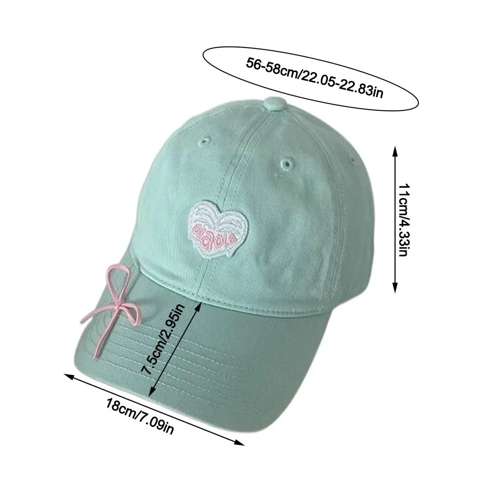 Embroidery Love Heart Baseball Cap Adjustable Bowknot Duck Tongue Caps All-match Cotton Hip Hop Bonnet Summer Spring Autumn