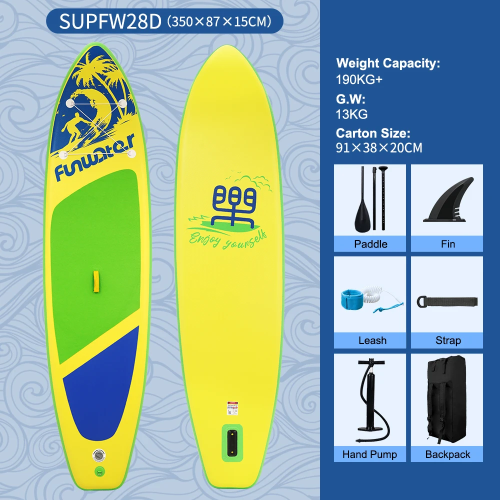 FunWater aufblasbares SUP-Board 335×85×15CM, großes Stand-Up-Paddle-Board mit rutschfestem Deck, tragbares Surfbrett für Erwachsene, Allround-Wassersport