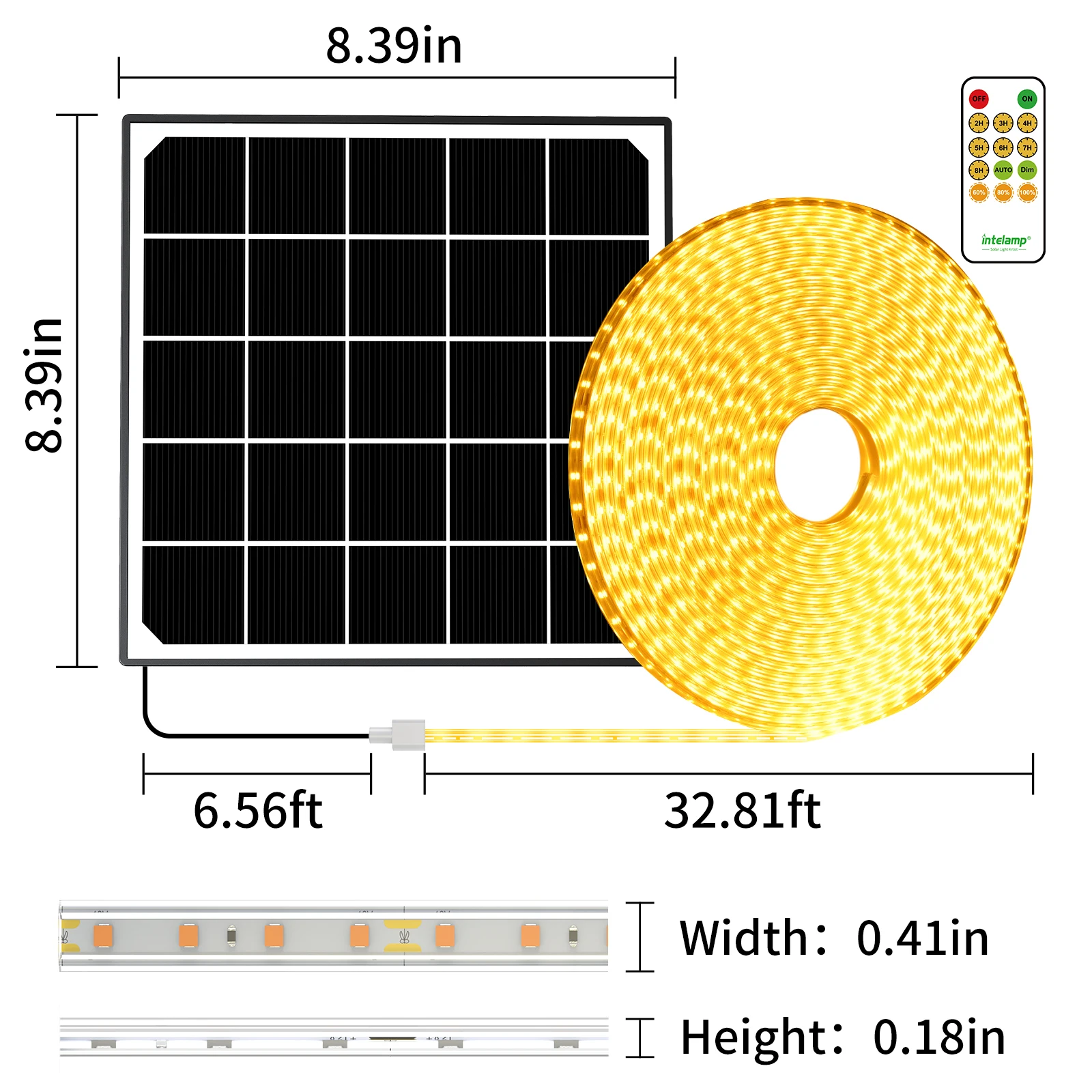 Solar Strip Lights Outdoor, LED Strip Lights Solar Powered 6000mAh 32.8FT 800 LED, Dust to Dawn Solar (Warm White)