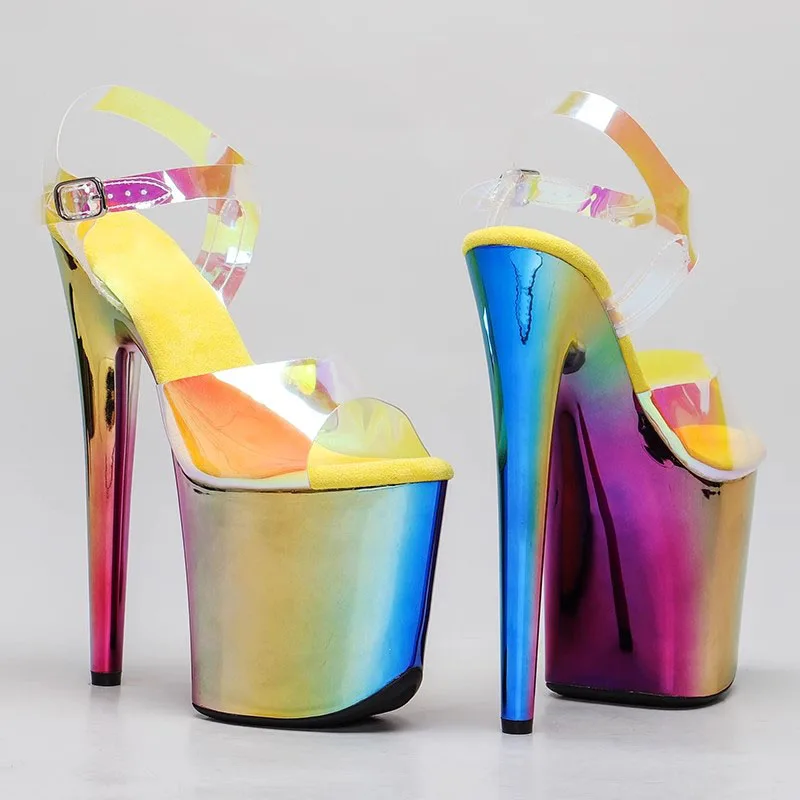 New 20cm/8inches Shiny TPU Upper Electroplate Platform High Heel Sandals Sexy Model Shoes Pole Dance Shoes 282