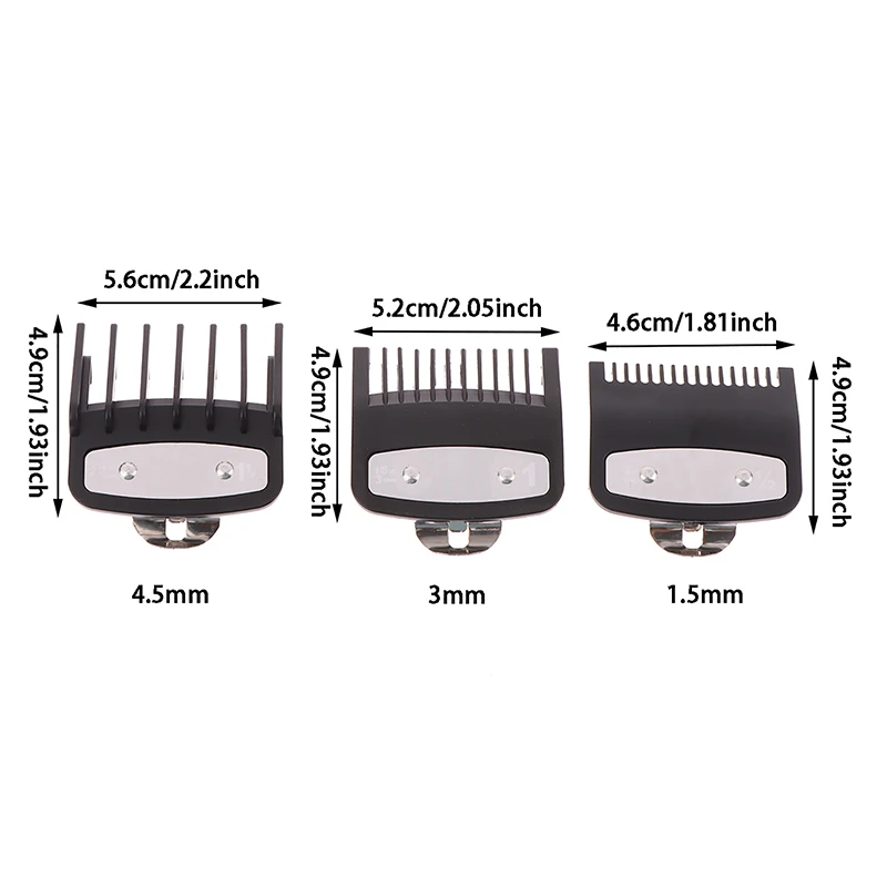 3Pcs Hair Clipper Guards Guide Combs Trimmer Cutting Guides Styling Tools Attachment Compatible 1.5mm 3mm 4.5mm barber