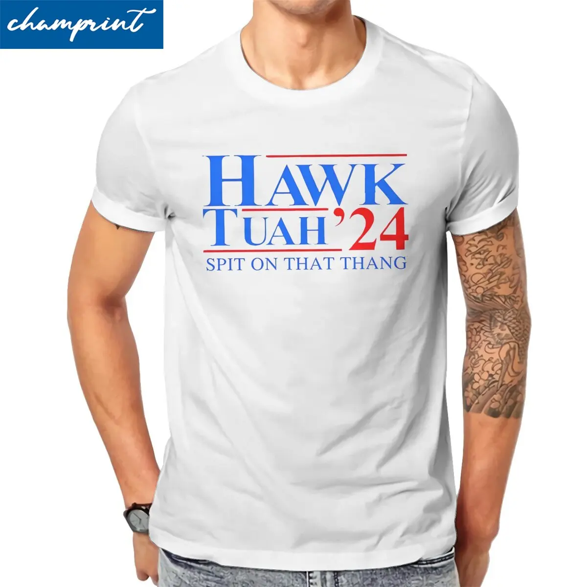 Men's Hawk Tuah 24 Spit on That Thang T Shirt  100% Cotton Clothes Novelty Short Sleeve Crewneck Tee Shirt Plus Size T-Shirts