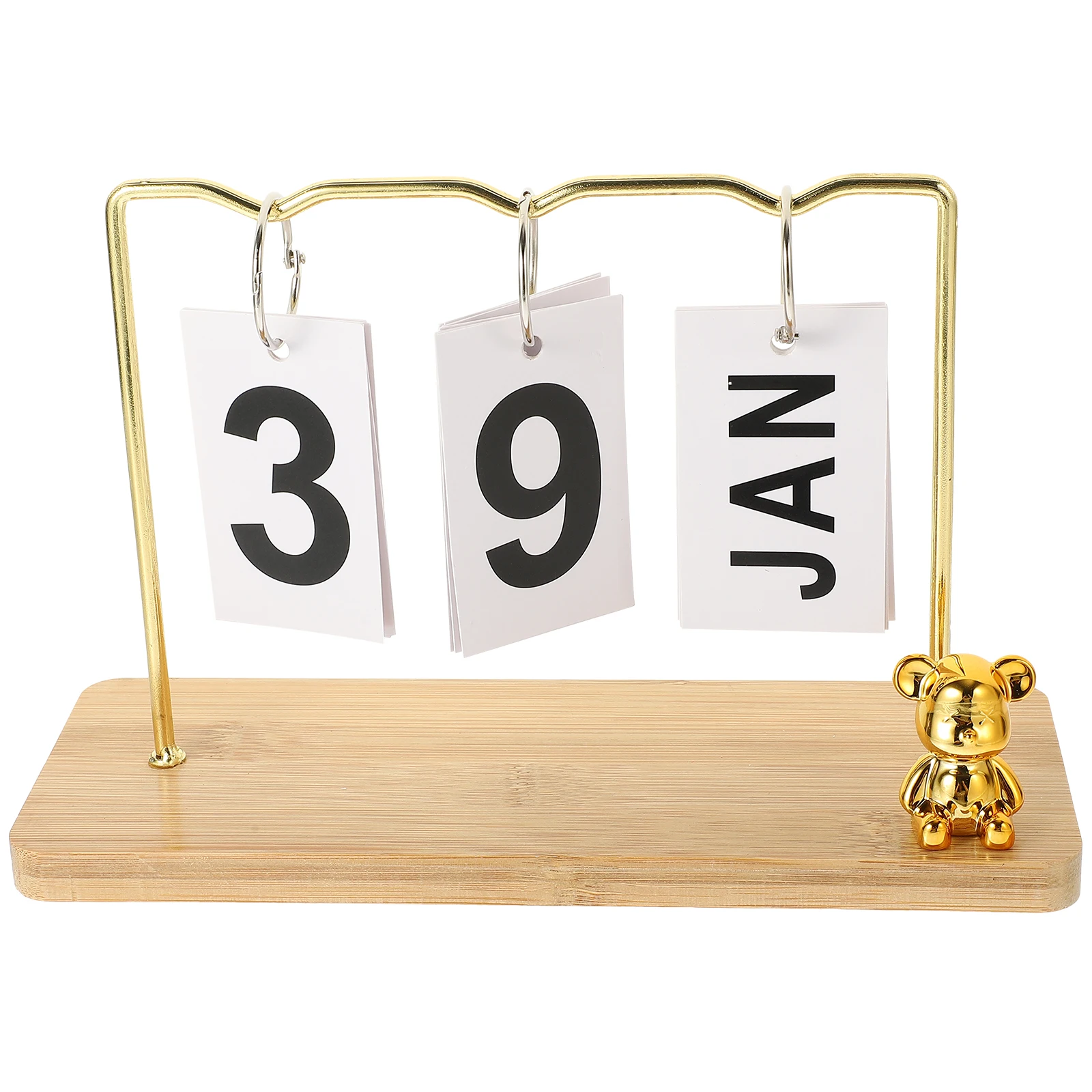 

Rustic Standing Wooden Flip Reusable Perpetual Desk Calendar Office Home Decorative Table Calendar Compact Size Metal