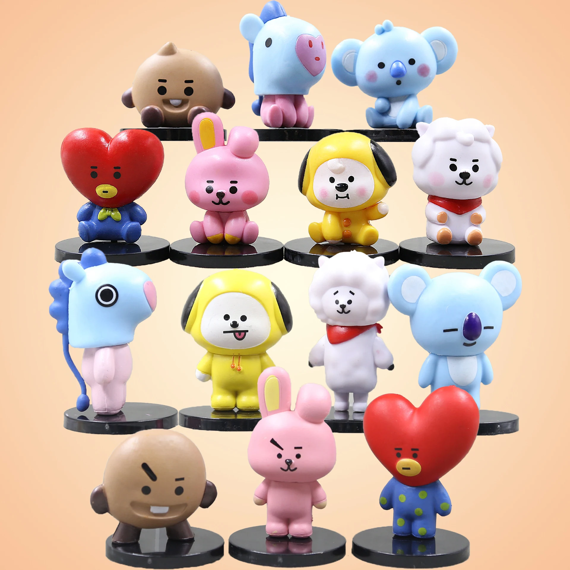 7pcs/set BTed 21figure Functional Doll Tata Chimmy Creative Ornaments Interactive Full Set Action Figure Toy Girl Holiday Gift