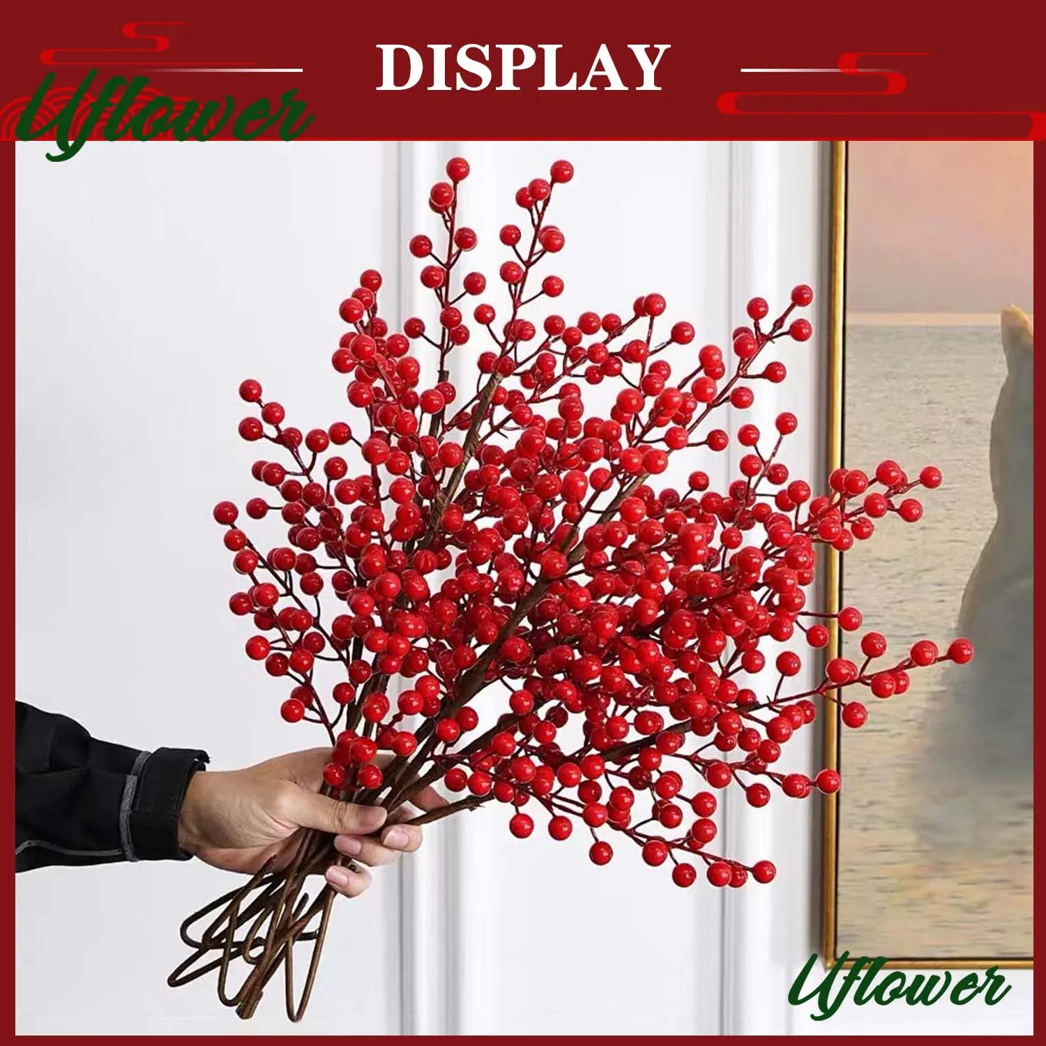1/3 Stück künstliche rote Beerenzweige für Zuhause, Tisch, Festivals, Hochzeit, Party, DIY, Basteldekoration, Weihnachten, Neujahr, Dekoration