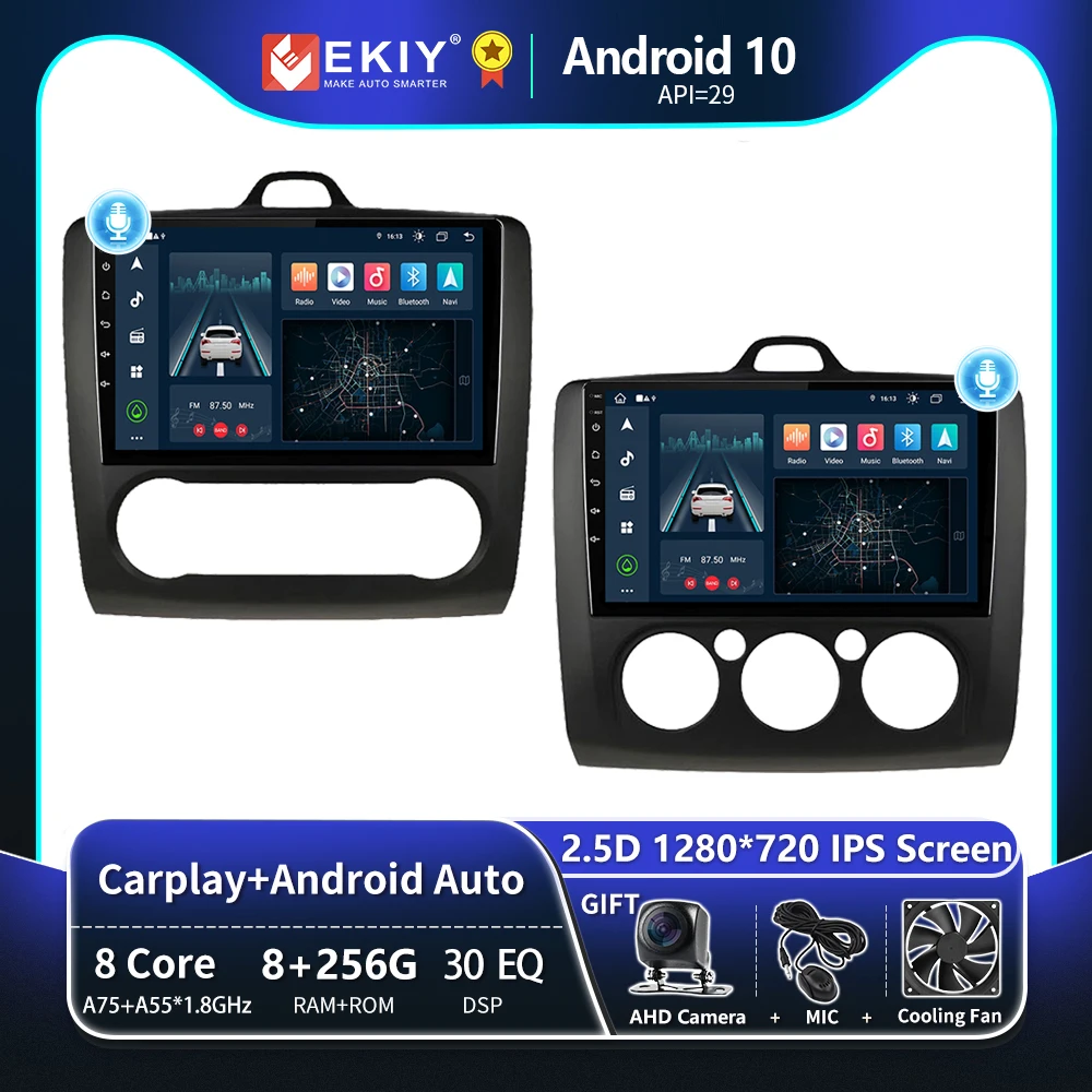 

EKIY T8 Car Radio For Ford Focus 2 MK2 2004 - 2011 Stereo Multimedia Navigation GPS Android 10 Carplay Auto No 2DIN Audio Player