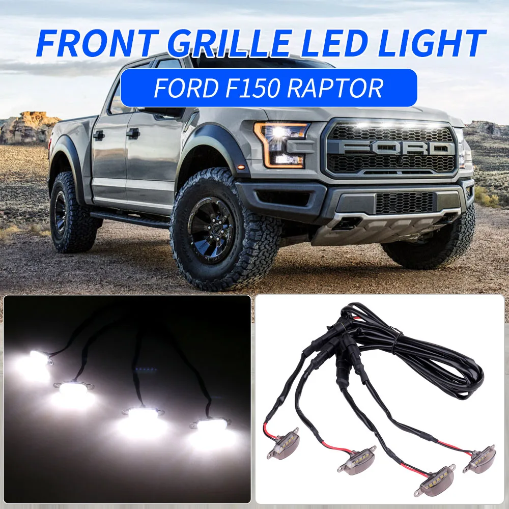 

Universal Car Front 4LED Grille Light White LED Grill Light Smoked Amber Eagle Eye Lamp For Off Road Trunk SUV Ford Toyota 12V