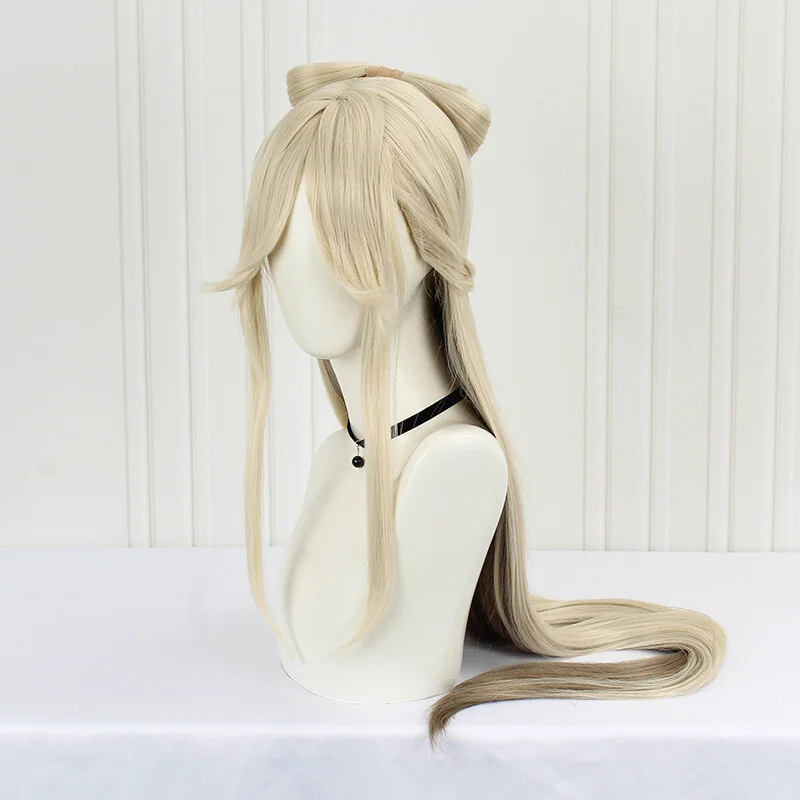 Ladies Party Wig Golden Straight Ponytail Women Wigs