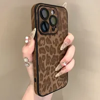 Luxury Leopard Print Phone Case For iPhone 11 12 13 14 15 16 Pro Max Plus Bumber Back Cases Cover