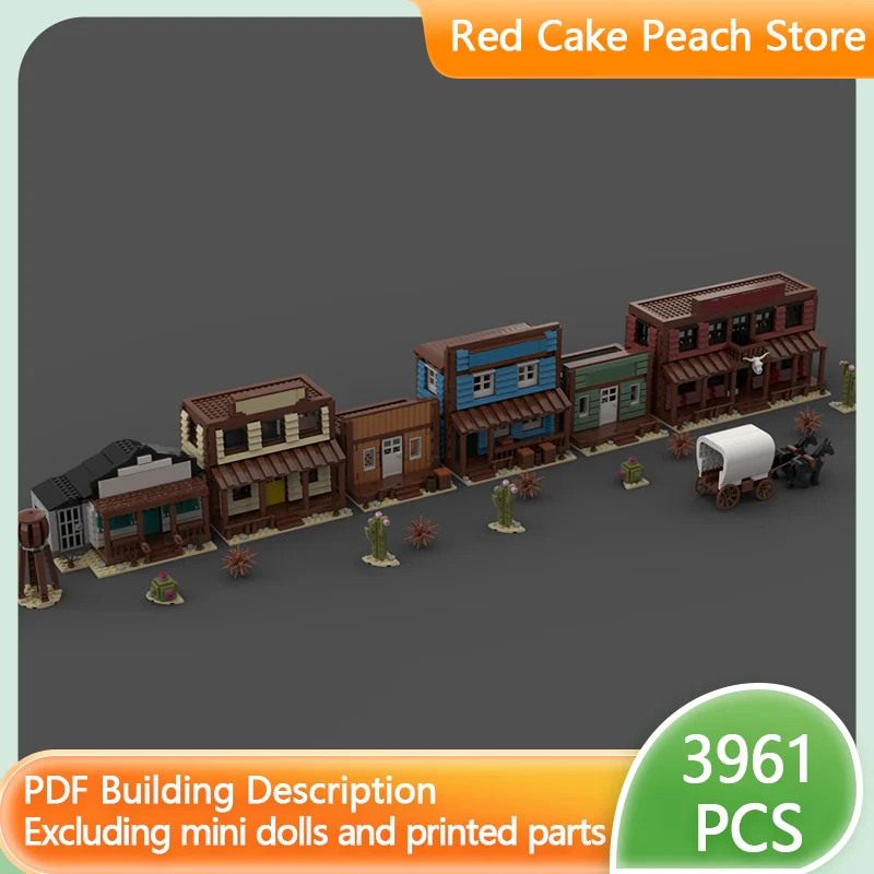 

City Street View Model MOC Building Bricks Western Town Architecture Modular Technology Children Holiday Gifts Assemble Toy Suit