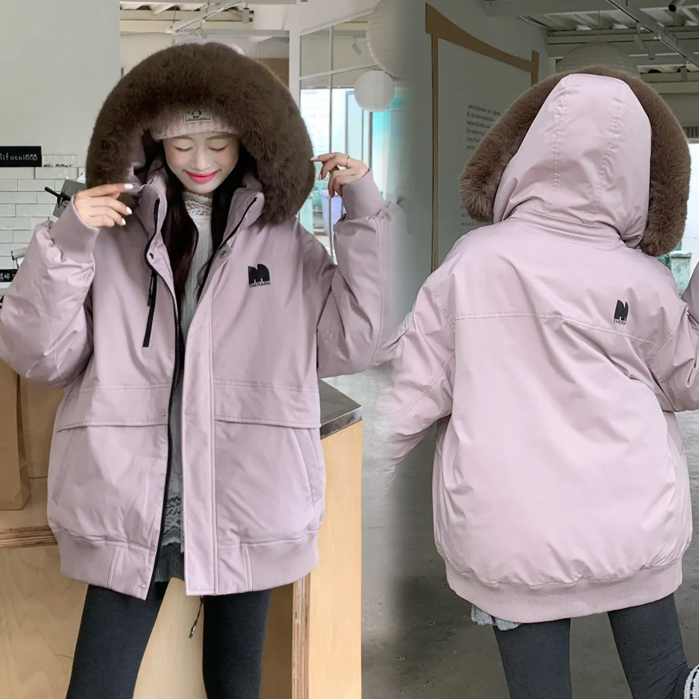 Cotton Coat Parkas Jacket Women Winter Hooded Padded Jackets Fur Collar Zipper Covered Button Windproof Outerwear Overcoat