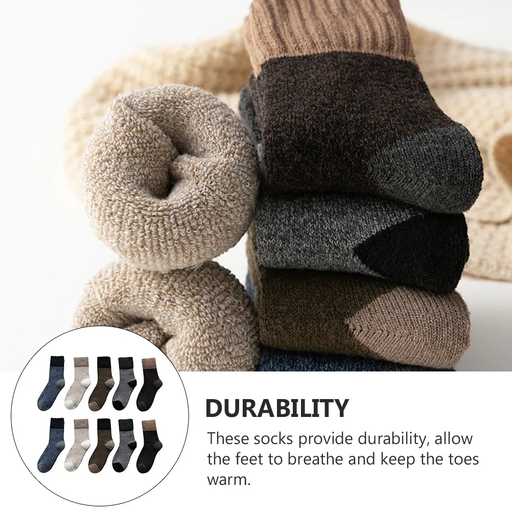 

5Pairs Men's Warm Loop Socks Heavy Duty Breathable Winter Socks for Hiking Outdoor Sports Long Wear Durability