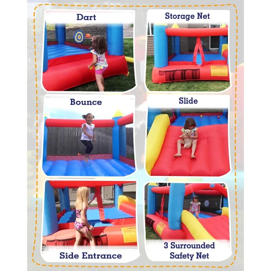 Casa da rimbalzo, buttafuori gonfiabile con ventilatore d'aria, castello da salto con scivolo, castello gonfiabile da cortile familiare, durevole cucito con Ex