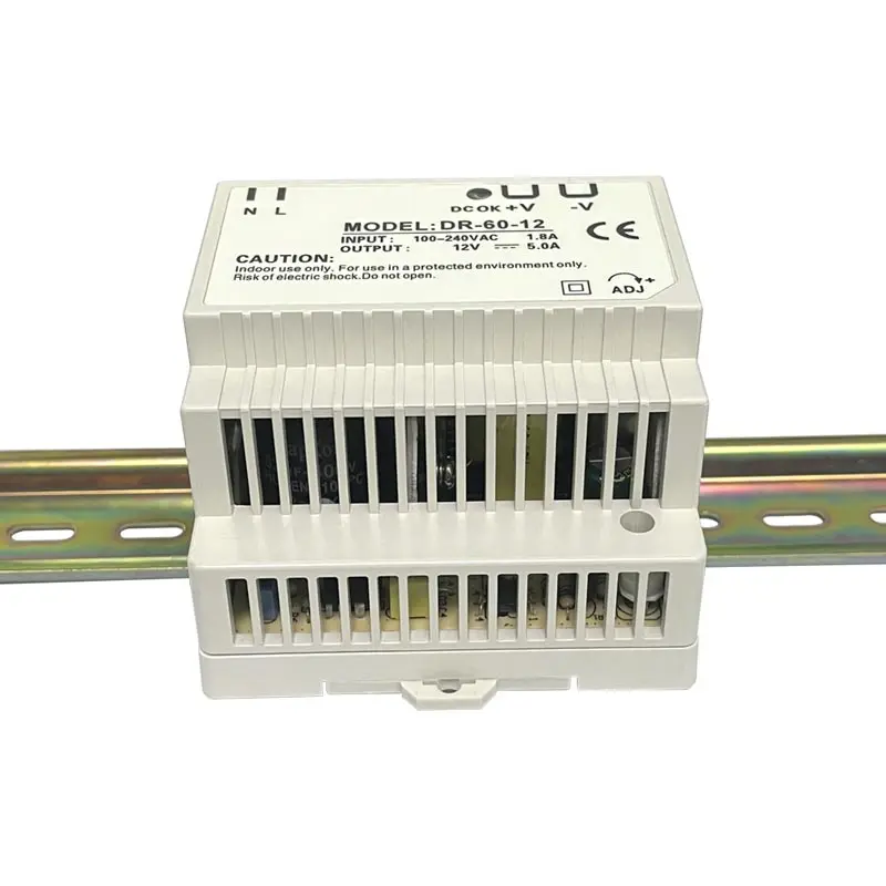 60W 5V 12V 15V 24V napięcie wyjściowe seria DR-60 typ szyny Din mała objętość transformator zasilający impulsowy — zdjęcie 5