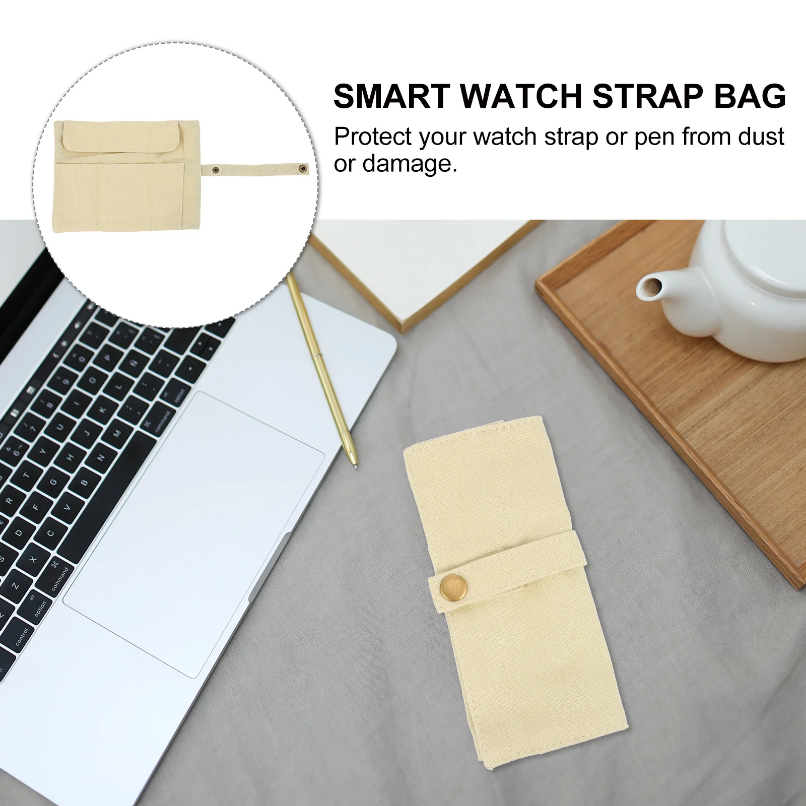 حقيبة تخزين لحزام الساعة من القماش، حقيبة تنظيم السفر تحمل خمس ساعات وإكسسوارات الساعة، حقيبة متينة وقابلة للغسل