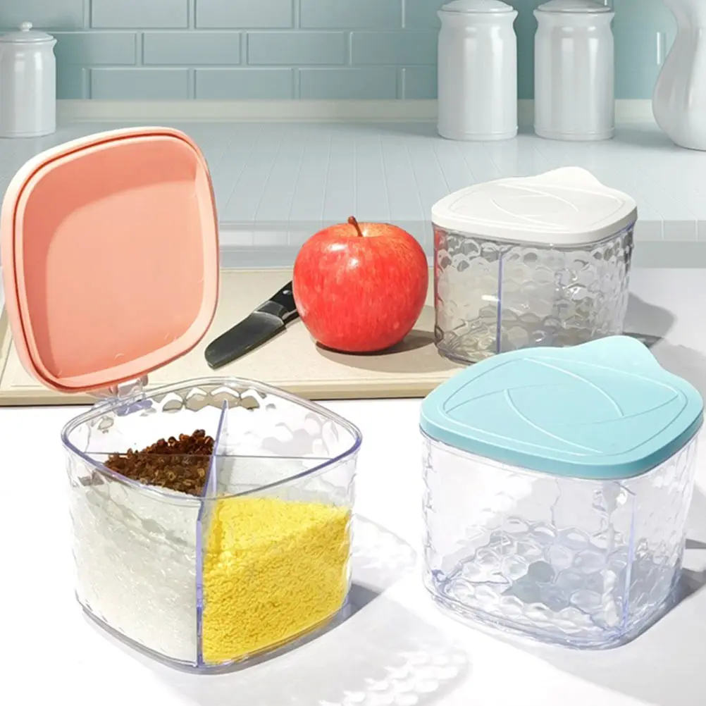3Pcs Spice Storage Box Kitchen Seasoning Jar Salt Bottles Condiment Container Plastic MultiPurpose Easy Practical Color