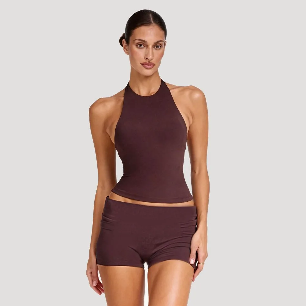 

Maxdutti Adjustable Halter Sexy Nude Yoga Tank Tops Backless Casual Sports Fitness Top Tight Fitting T-shirt Woman Clothes 2026