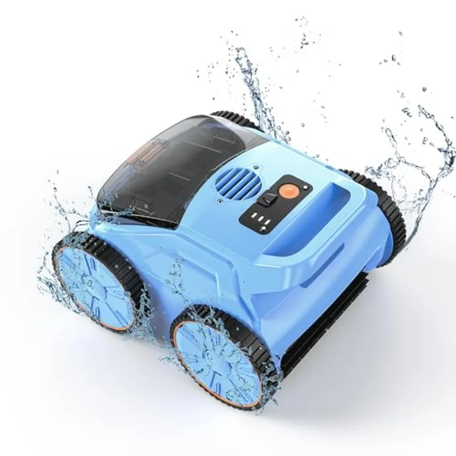 

Pool vacuum for inground pools up to 2100 sq.ft, cordless robotic cleaner with 4-in-1 floor/wall/waterline cleaning and smart n