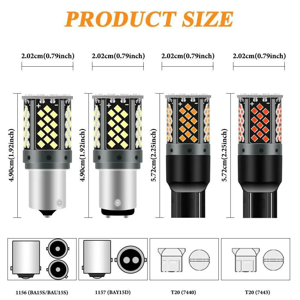 

10pcs 1156 1157 T20 7740 7443 LED 2025 81SMD LED 100% Canbus Car Turn Signal Light Reversing Light DRL Brake Light Bulb