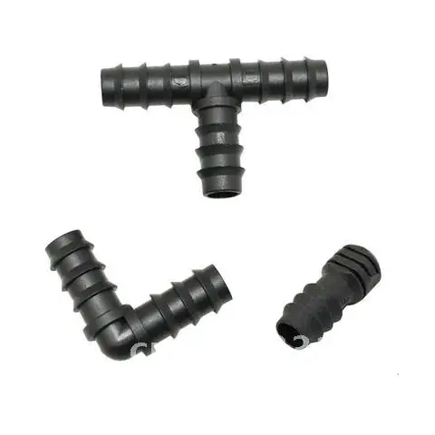 

Garden hose tee water splitter elbow plug End 16mm hose 3-way garden irrigation barbed drip irrigation fittings 5pcs "1/2