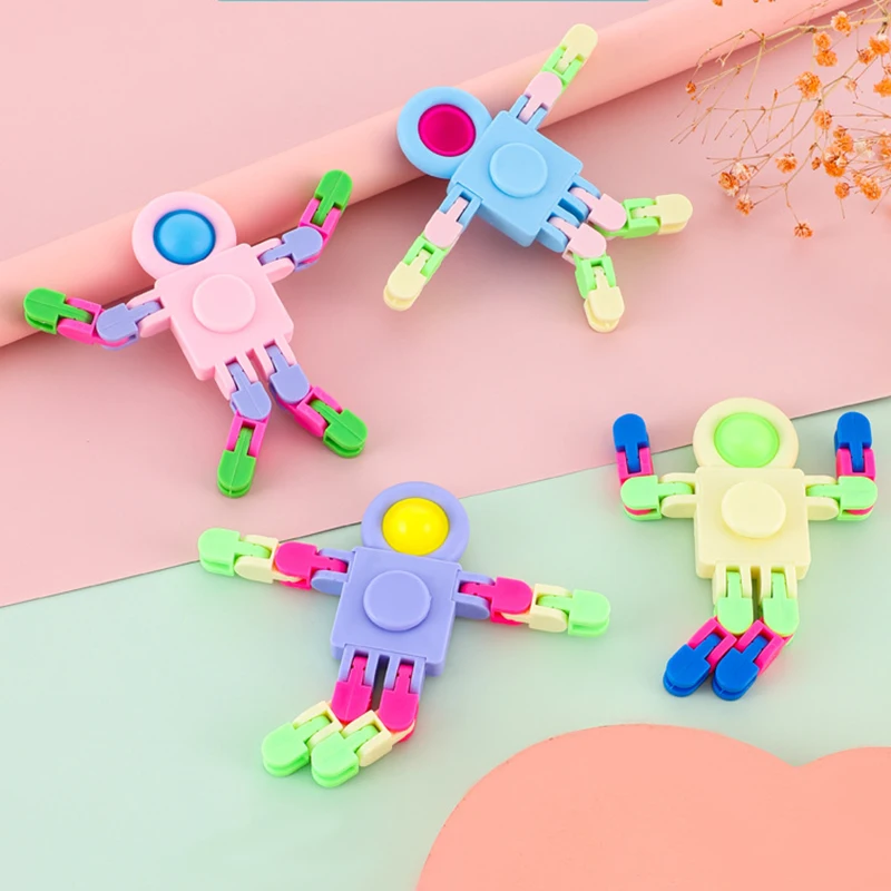 1/3/5pcs Kids Push Bubble Stress Relief Finger Fidget ToySpace Robot Fidget Toys Chain Spinner Antistress Chain Rotating Gifts