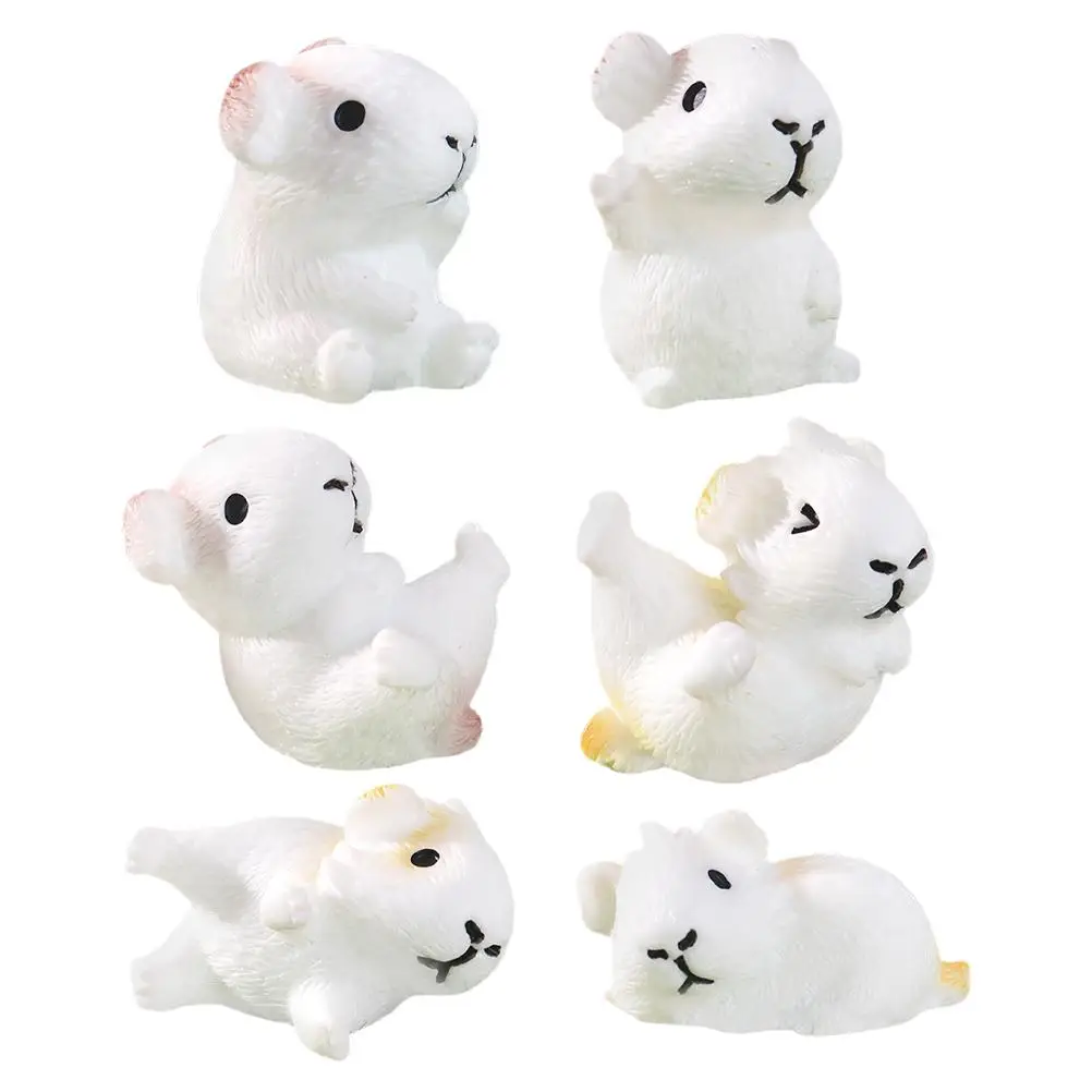 

6 Pcs Landscape Guinea Pig Resin Statue Flowerpot Landscaping Dollhouse Accessories Miniature Gardening Decor Garden Cute