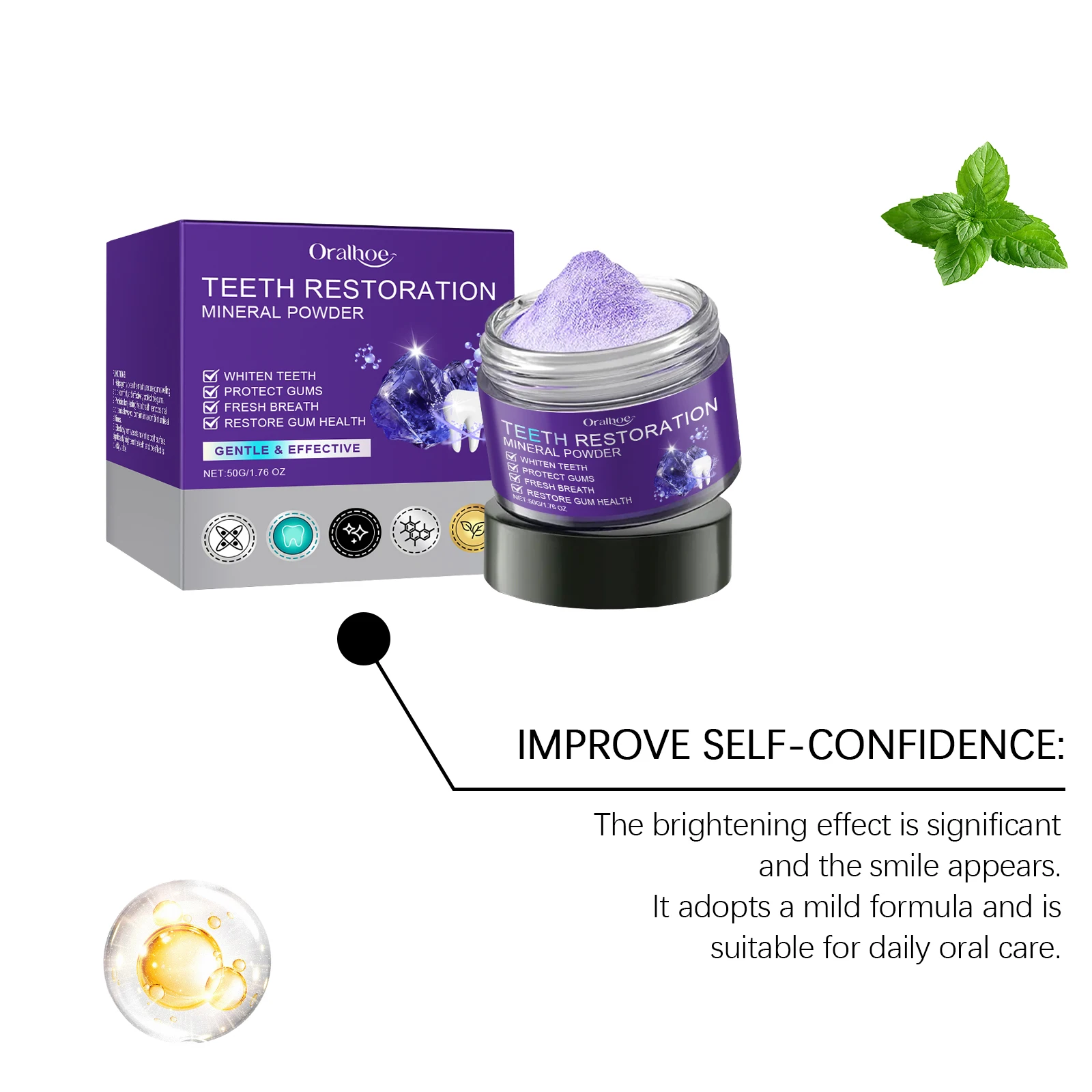 오랄호 퍼플 치아 세정 파우더 - 부드러운 구강 세정제 - Teeth Whitening Powder 리뷰 및 가격