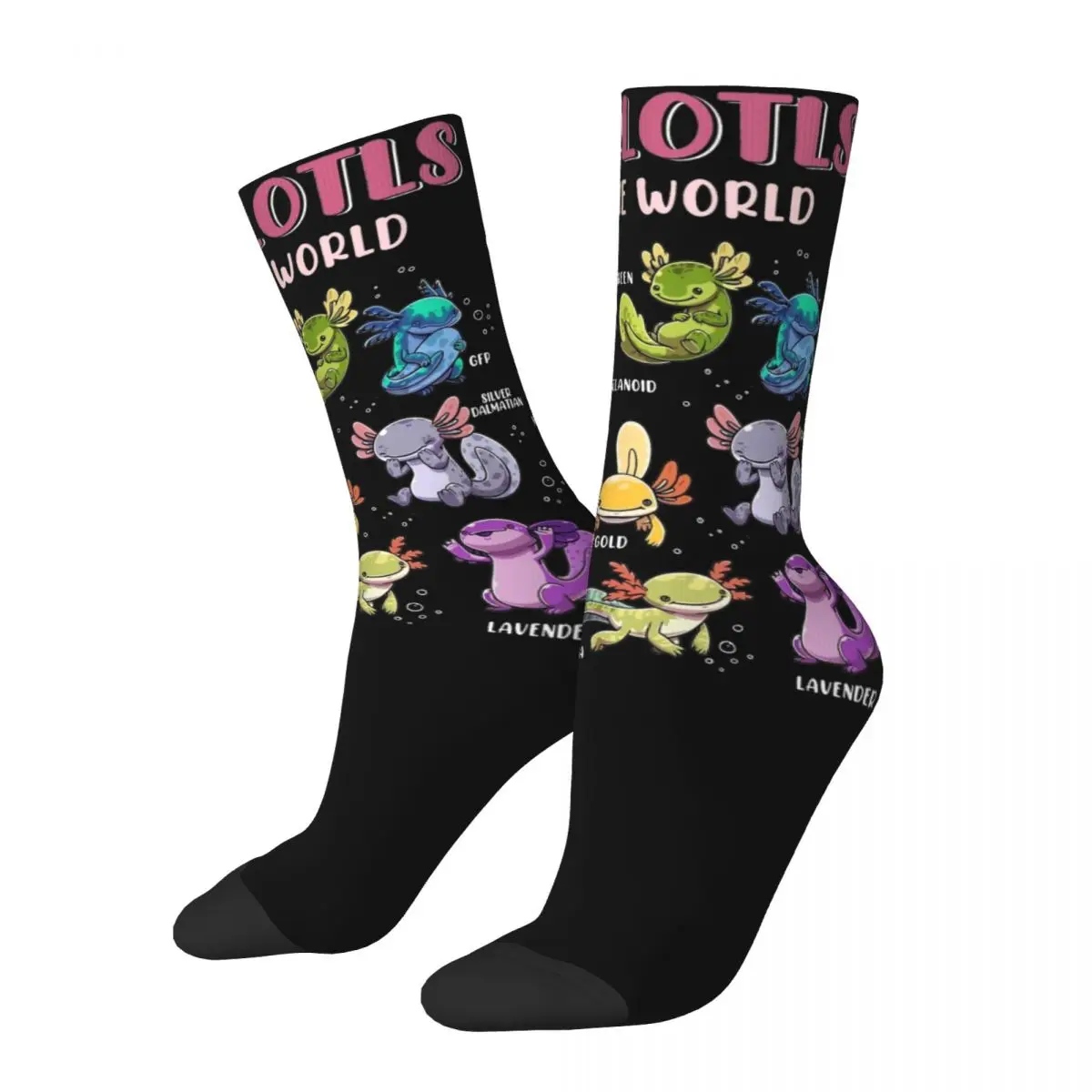 Kawaii Axolotls Of The World Axolotl Animals Product Socks Cozy Skateboard Middle Tube Stockings Comfortable for Birthday Gifts