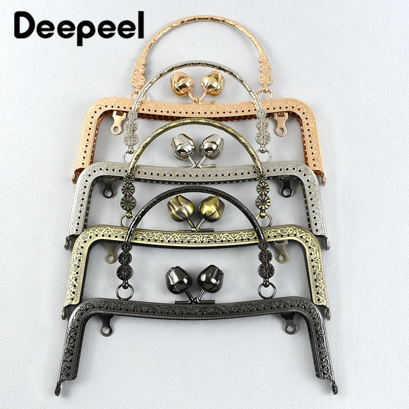 2/4Pcs 20.5cm Metal Bag Handles Purse Frame Kiss Clasp for Handbag Sewing Brackets Handle DIY Handmade Bags Making Accessories