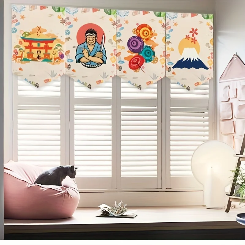 יפנית, וילון דלת תערובת: לכה מסורתית, בונטינג מצוירת, אידיאלי עבור מסעדה/חנות, חוצץ בחדר, נקי קל