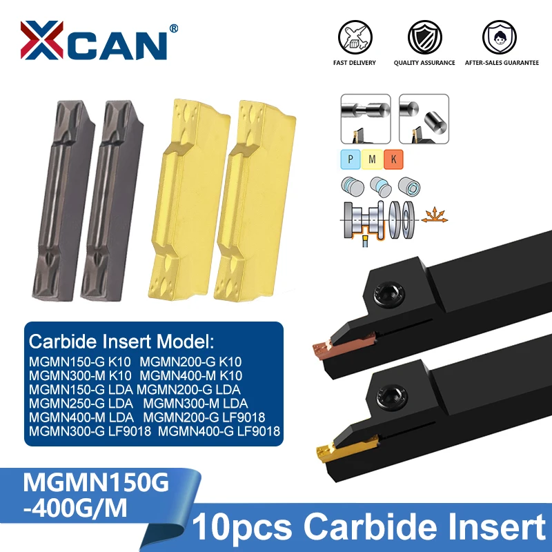 XCAN MGMN Carbide Insert 10pcs MGMN150G 200G 250G 300M 400M Grooving Insert LDA K10 LF9018 Thread Inserts for MGEHR Tool Holder