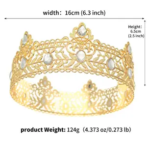 Runde Hochzeit Tiara für Männer, Rhein königliche Krone, Haarschmuck, Schmuckköpfe, Kopfzubehör, wichtige Anlässe 8 Hauptverkaufskönig - №6
