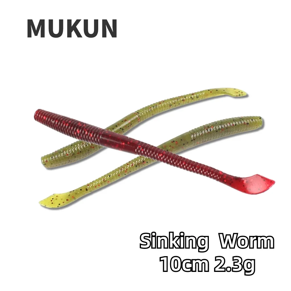 

MUKUN Soft Baits Worm Lures Cutty 100mm 10pcs 2.3g Fishing Lure Crankbait Fishing Trout Pike Catfish Pesca Artificial