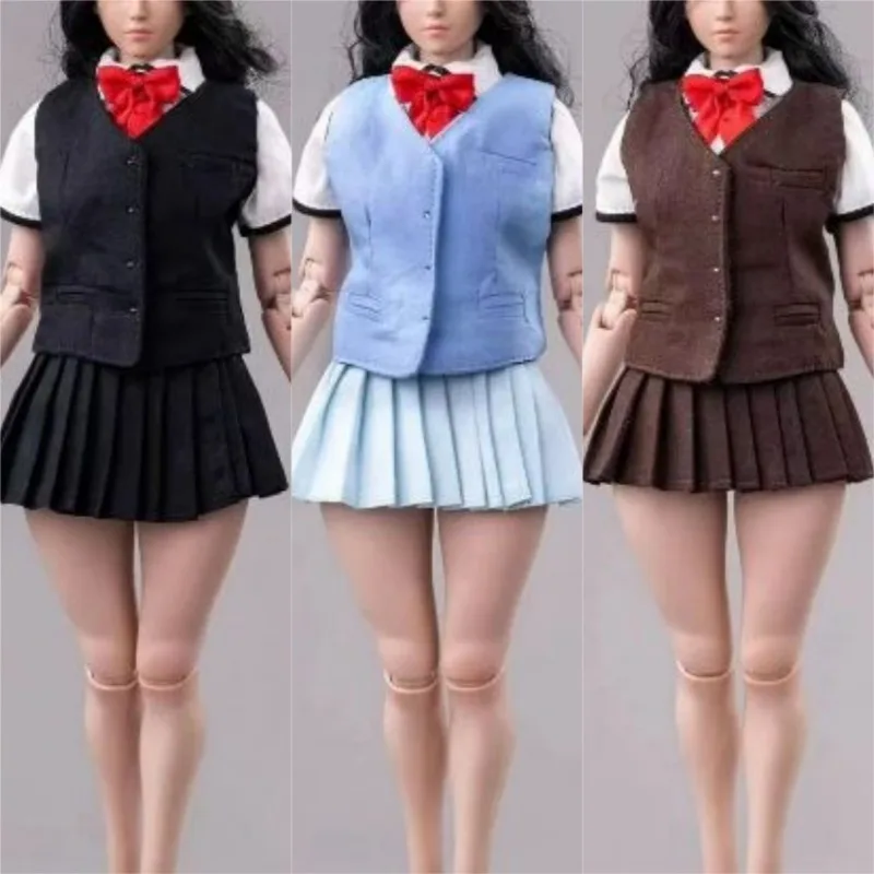 

CTC-011 масштаб 1/6, школьная форма, жилет, плиссированная юбка, рубашка, костюм JK, модель подходит для 12 дюймов, игрушечные фигурки женского солдата, тело куклы