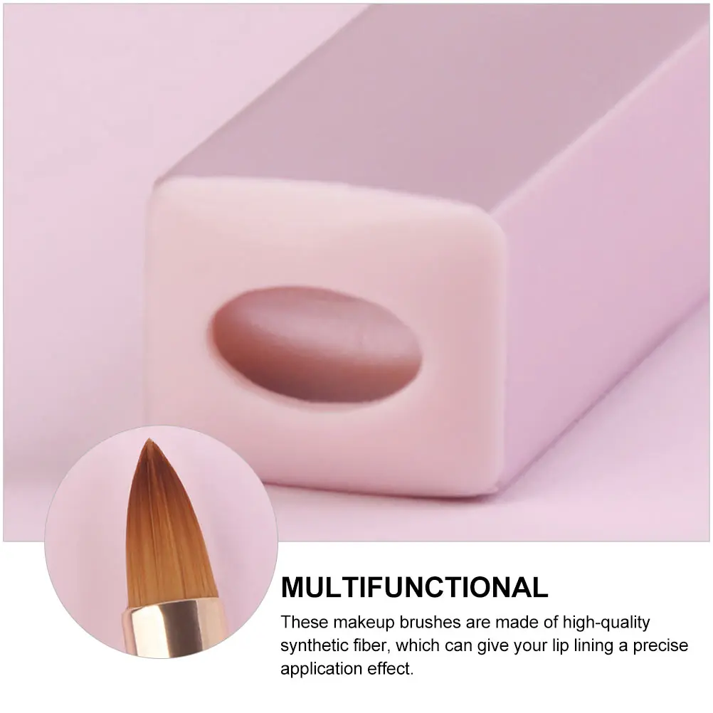 

1pc Double-Ended Makeup Brush Pink High-Density Synthetic Fibers Dual-Tip Portable Tool For Lip Gloss Eyeliner Concealer