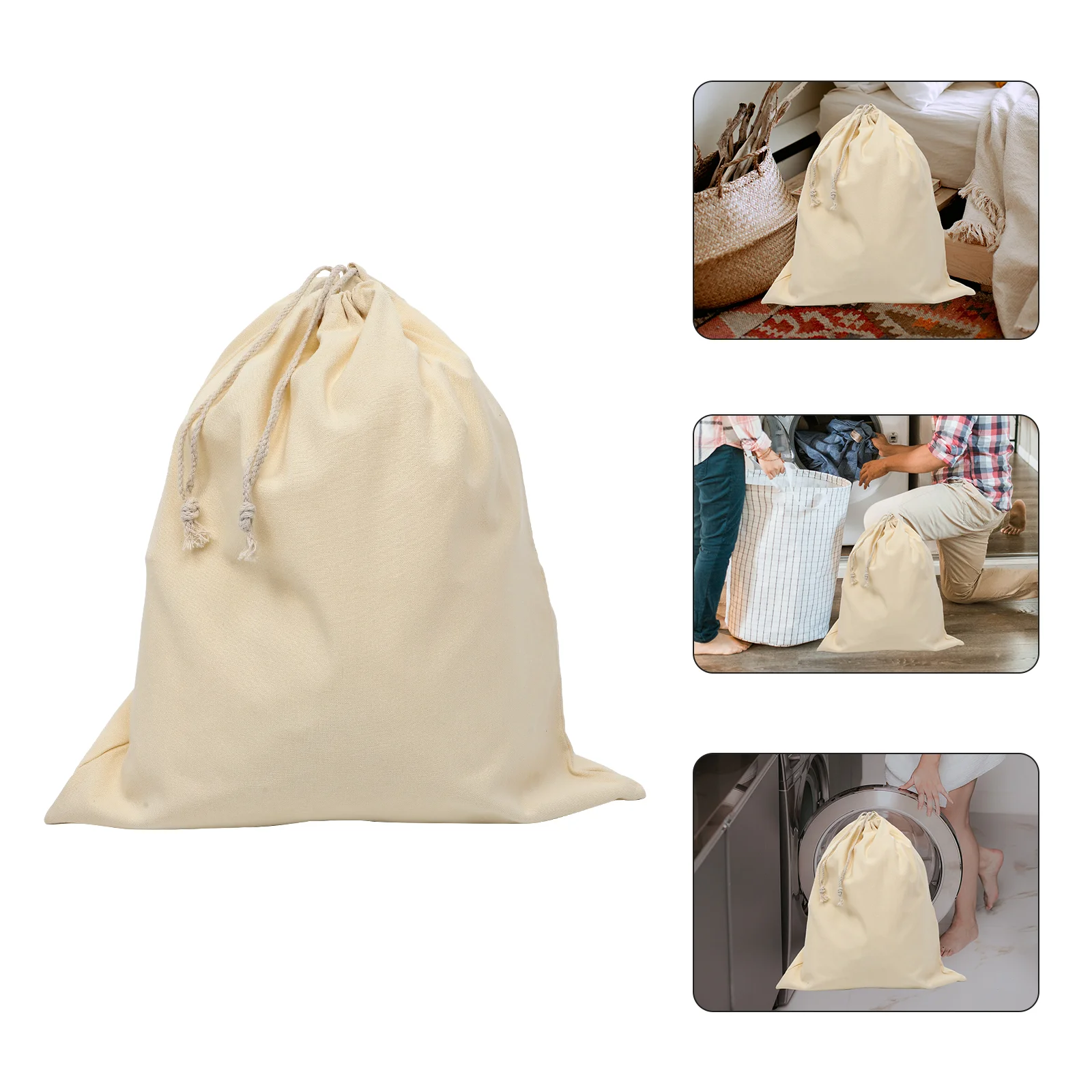 

Drawstring Bag Canvas Laundry Travel Bags Pouch Organizer Washing Machine Bathroom Dirty Clothes