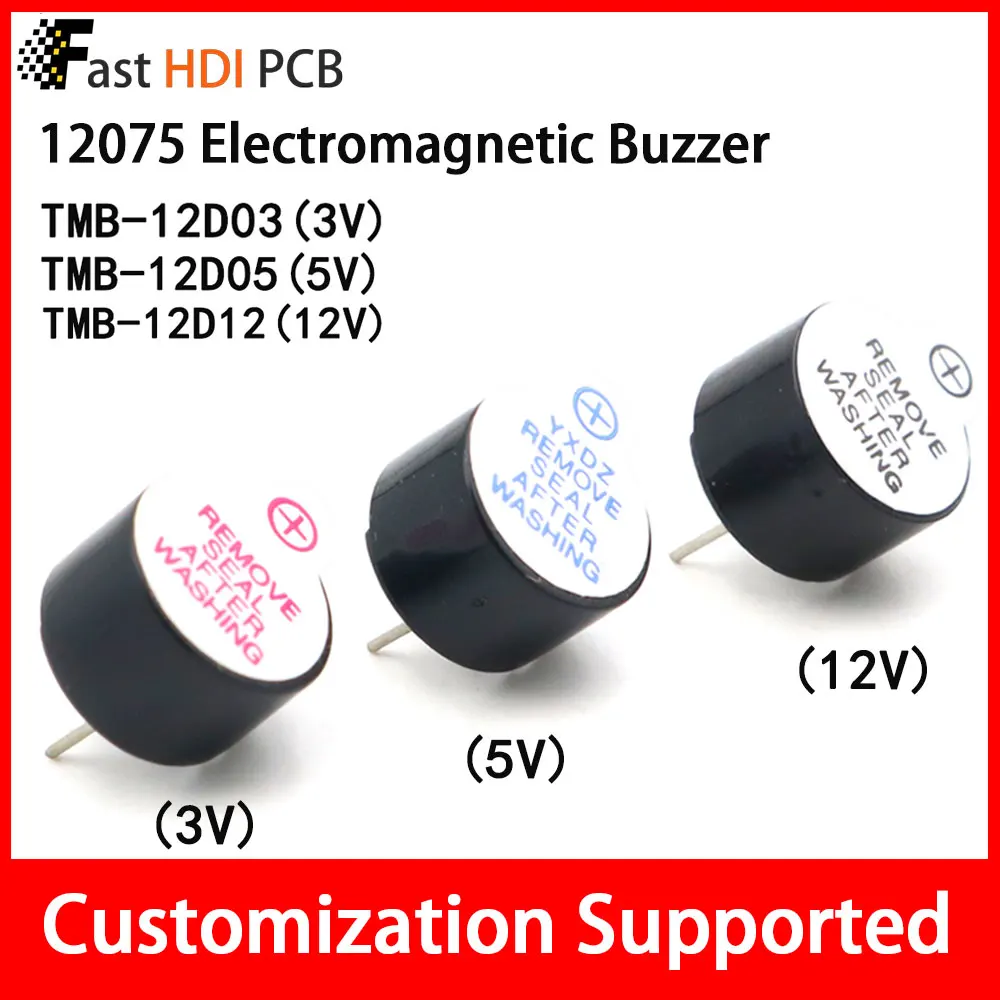 工場供給 TMB12D05 アクティブブザー 5V 12V 3V - 直径 12mm ロングビープ音、30mA低電力、2700±200Hz、迅速な発送