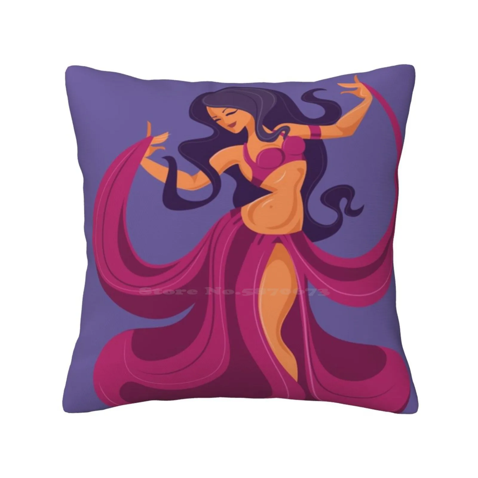 Scheherazade Fab Dreamlike Dance Funny Cute Decor Square Pillowcase Scheherazade Eastern Curvy Belly Dancer Dancing Cartoon Up