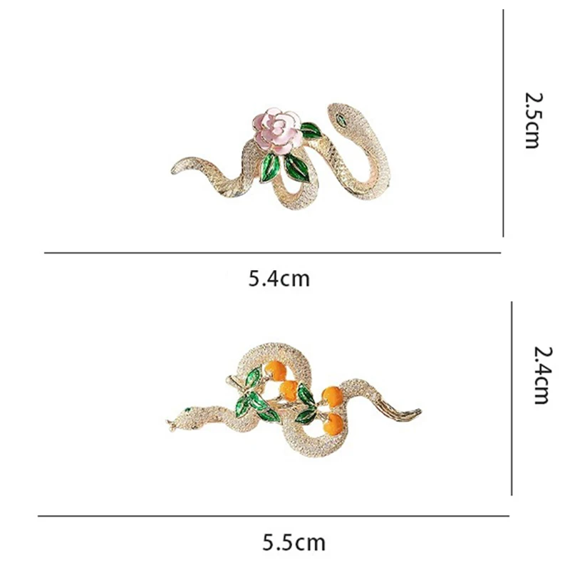 2025 Chinese Zodiac Snake Year Persimmon Brooches For Women Men Zircon Corsage High-end Simple Jacket Clothing Accessories Pin