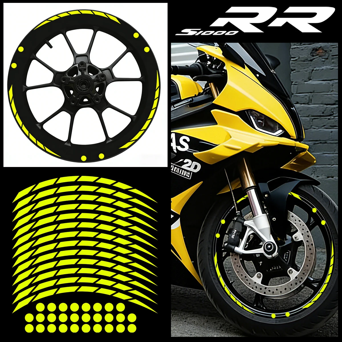 1 Set Reflective Motorcycle Wheel Hub Stickers for BMW S1000RR S 1000 RR 17'' Moto Rim Strips Tape Vinyl Decor Accessories Decal