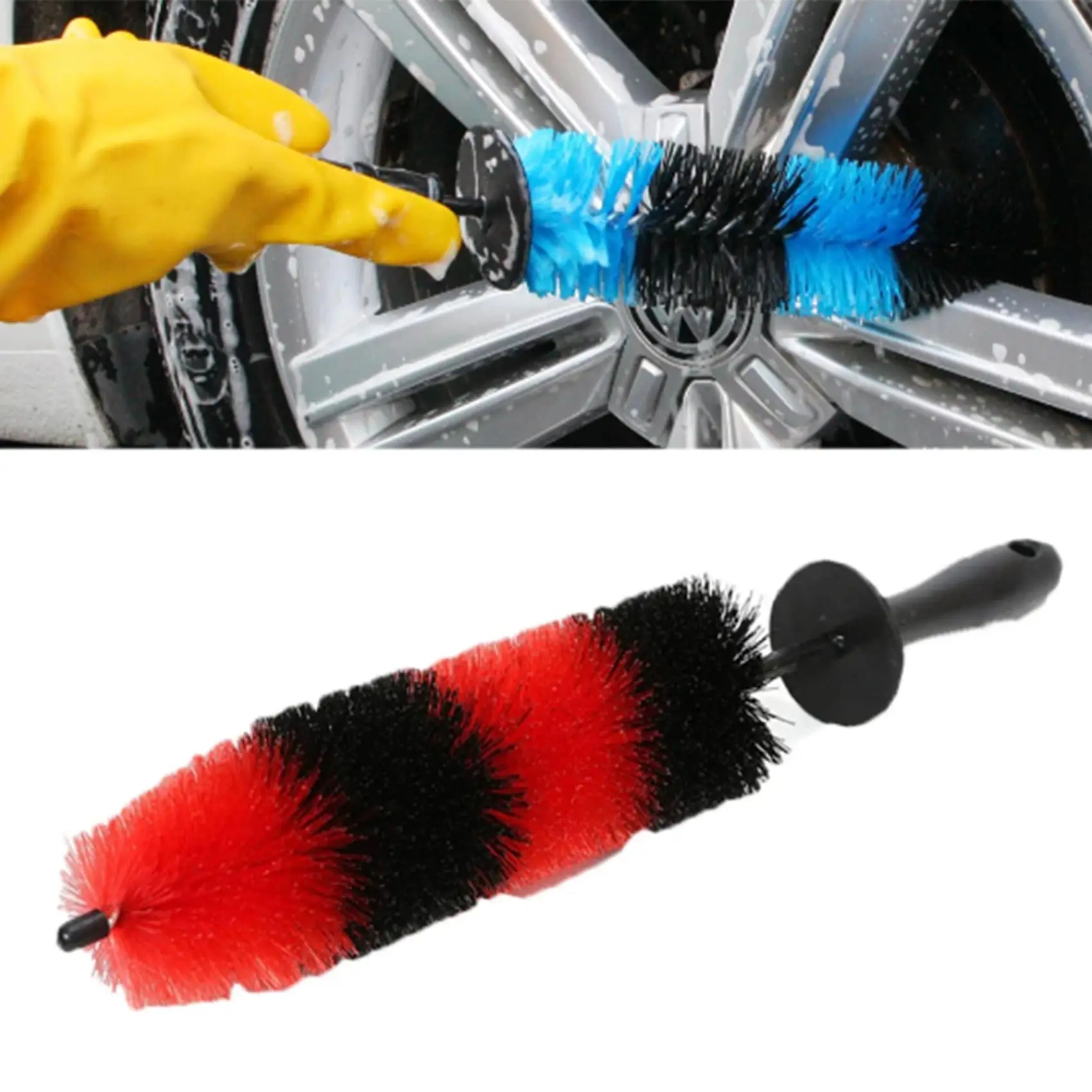 Multifunction Wheel Wash Brush Car Truck Motor Engine Grille Wheel Wash Brush Tire Rim Cleaning Tool 17Inch Long Easy Reach