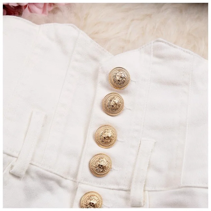 กางเกงขาสั้นทรงดินสอเอวสูงสำหรับผู้หญิง ดีไซน์ใหม่ กระดุมแถวเดียว ยางยืด สไตล์เกาหลี เหมาะสำหรับใส่ทำงาน