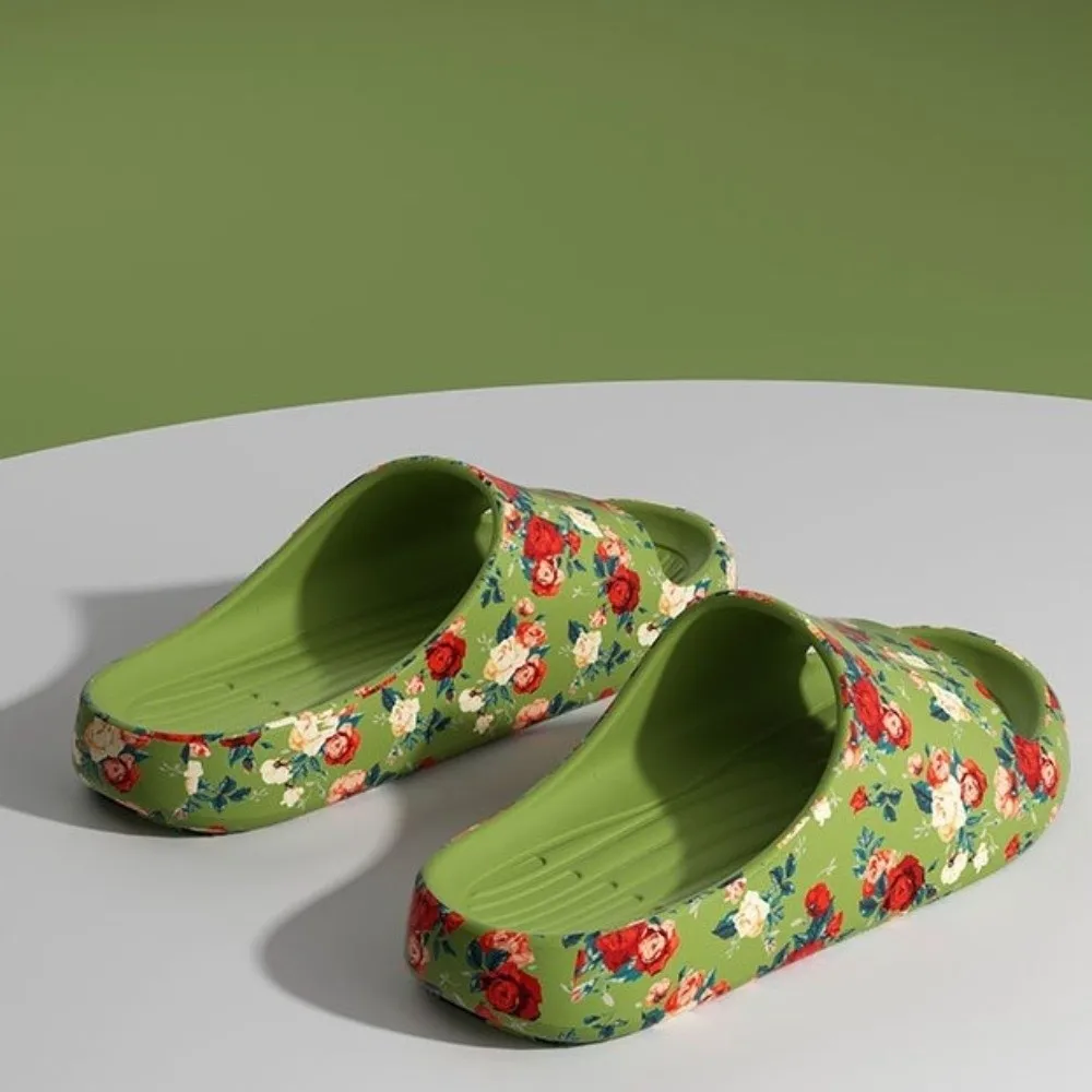 Modische Blumenmuster-Hausschuhe mit Dicker Sohle, Rutschfeste Pantoffeln, Freizeitschuhe für den Sommer – Detail 7