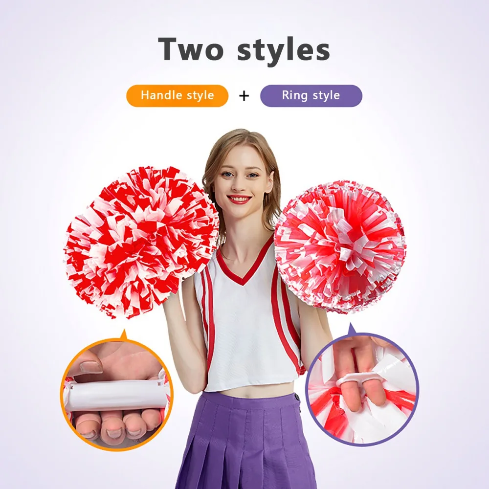 2Pcs Cheerleading Flower Ball Bright Color Poms For Party Sport Game Cheer Up