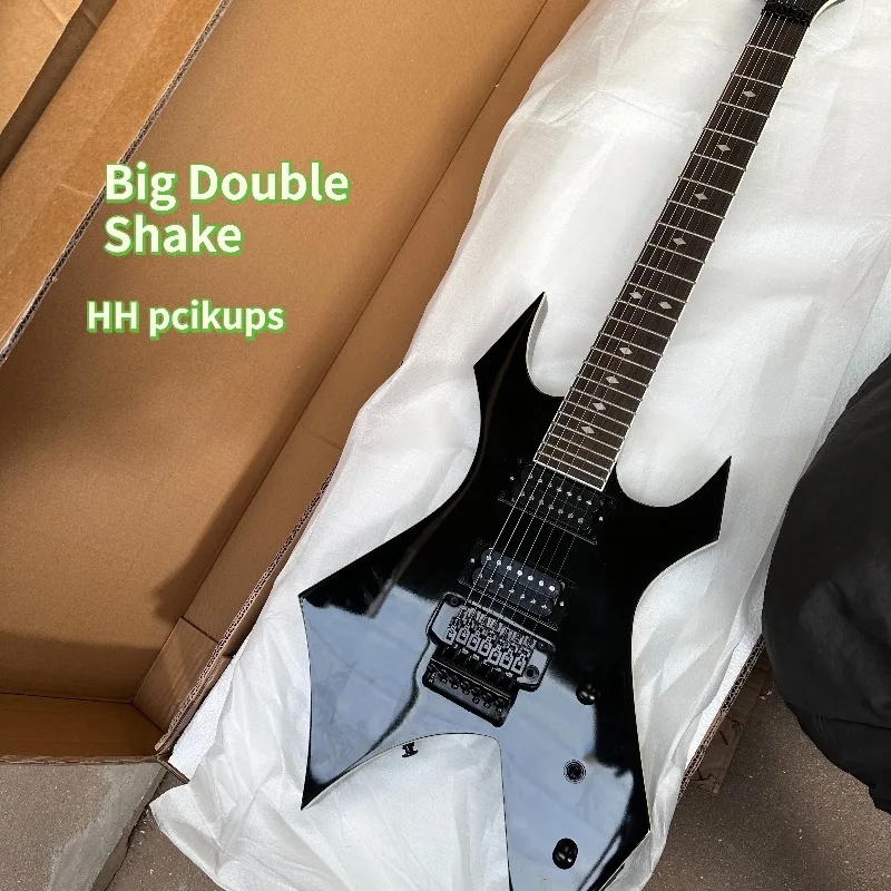 Balck BC Warlock Shape 6 Strings Electric Guitar Humbuck Pickups Big Double Shake Shaking System