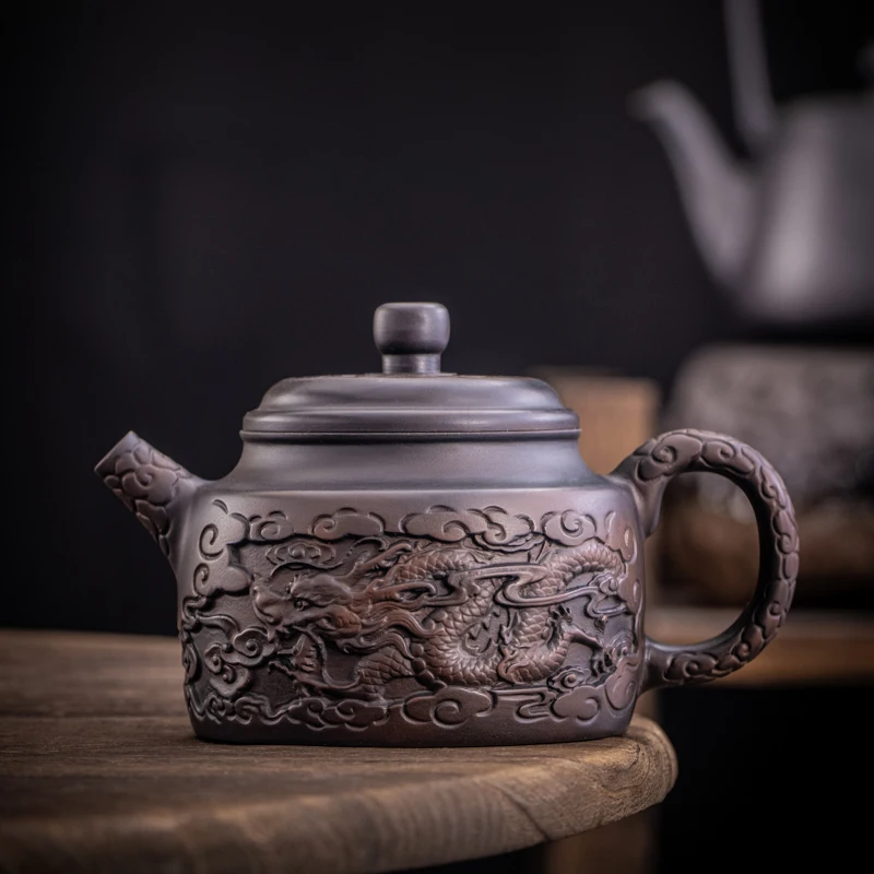 Jianshui Purple Pottery Teapot Hand Painted Antique Relief  Teapot   Household Teapot Kungfu Tea  Set  Kettle