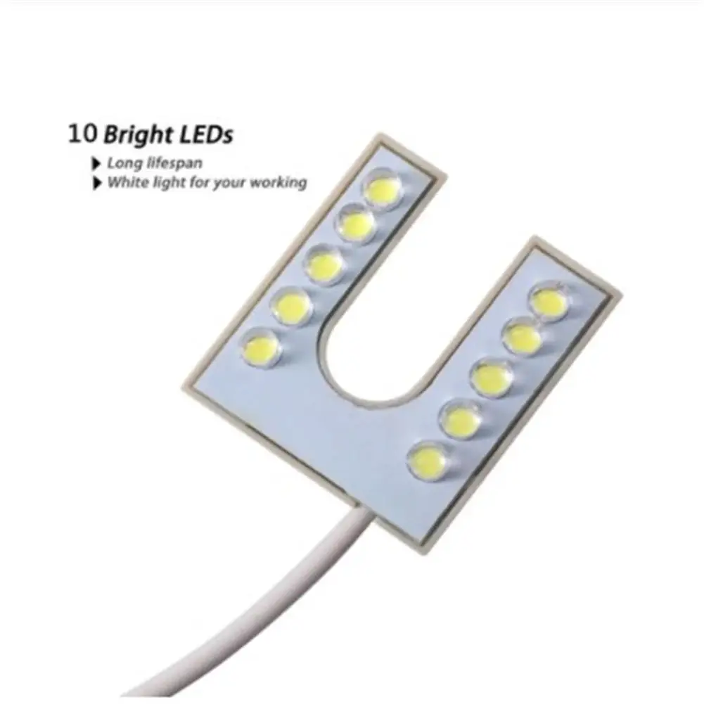 LED Workshop Light Industrial 10LED Sewing Machine Light Flexible Gooseneck Work Lamp With Magnetic Base 110V-250V EU/US Plug