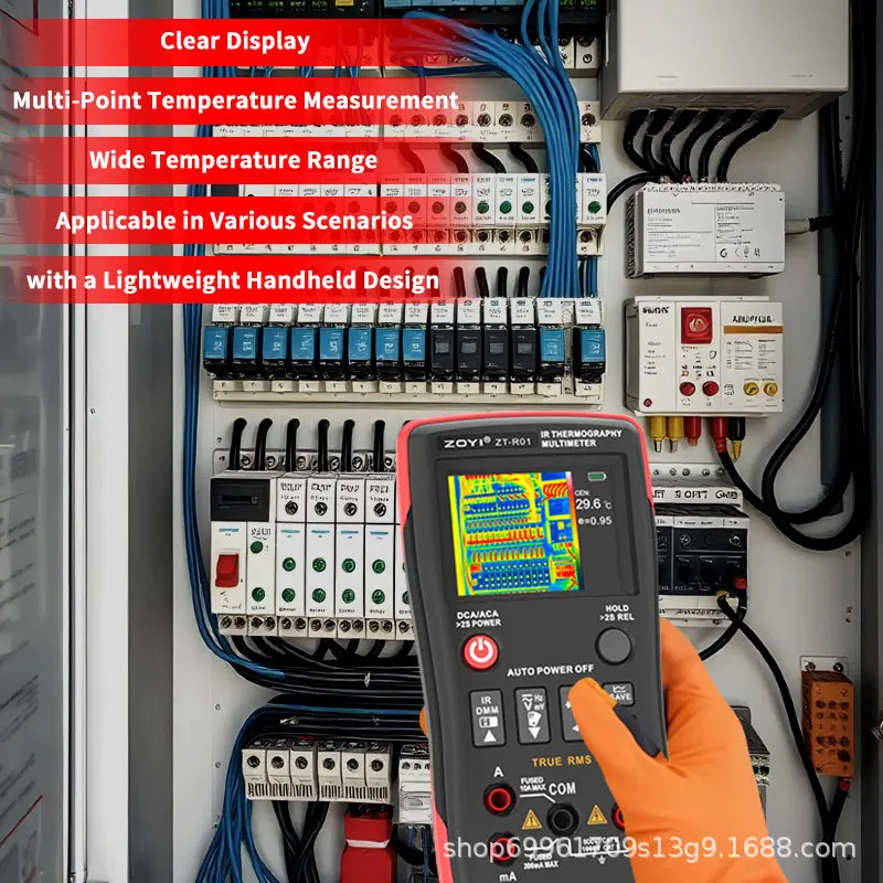 ZOYI ZT-R01 Draagbare HD Infrarood Warmtebeeldcamera Digitale Multimeter 2-in-1 Drukknop Multimeter voor Elektriciens met Gereedschapstas