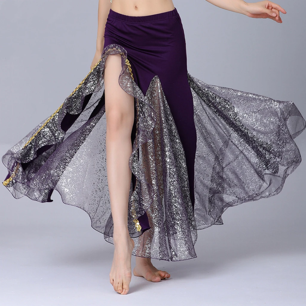 

Belly dance skirt, dance skirt, hip slit dance skirt, stage performance costume, long skirt