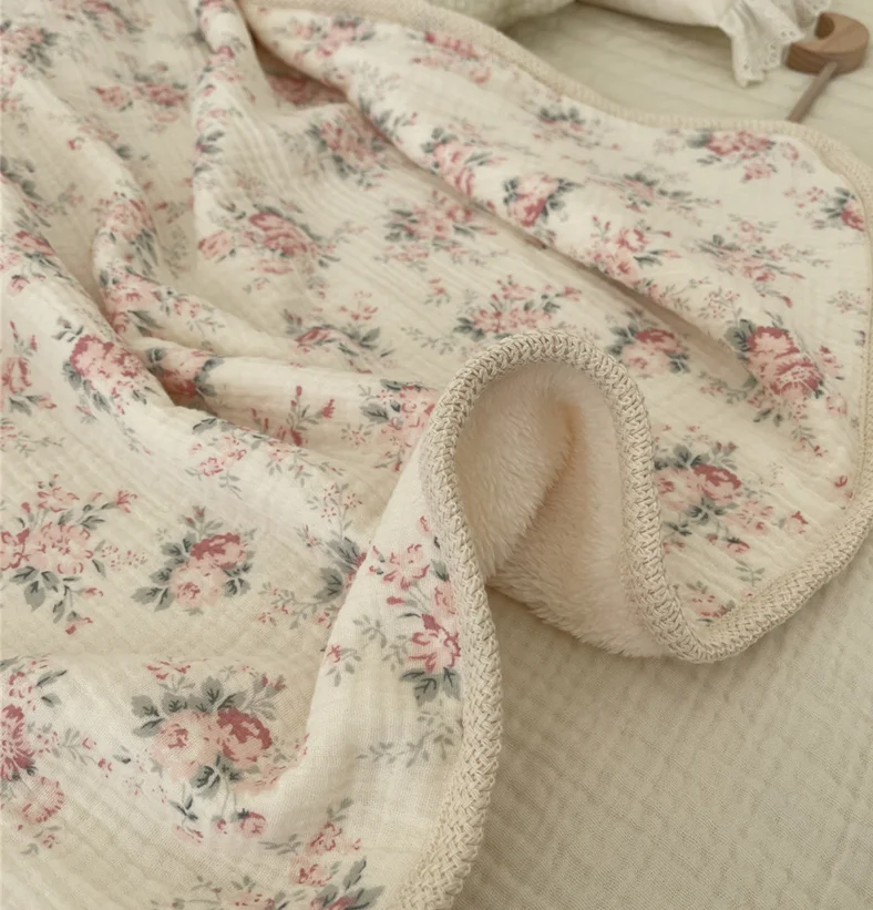 Winter Baby Fleece Blankets for Beds Floral Swaddle Plush Blanket Bedding Babies Accessories Newborn Bath Towel Mother Kids